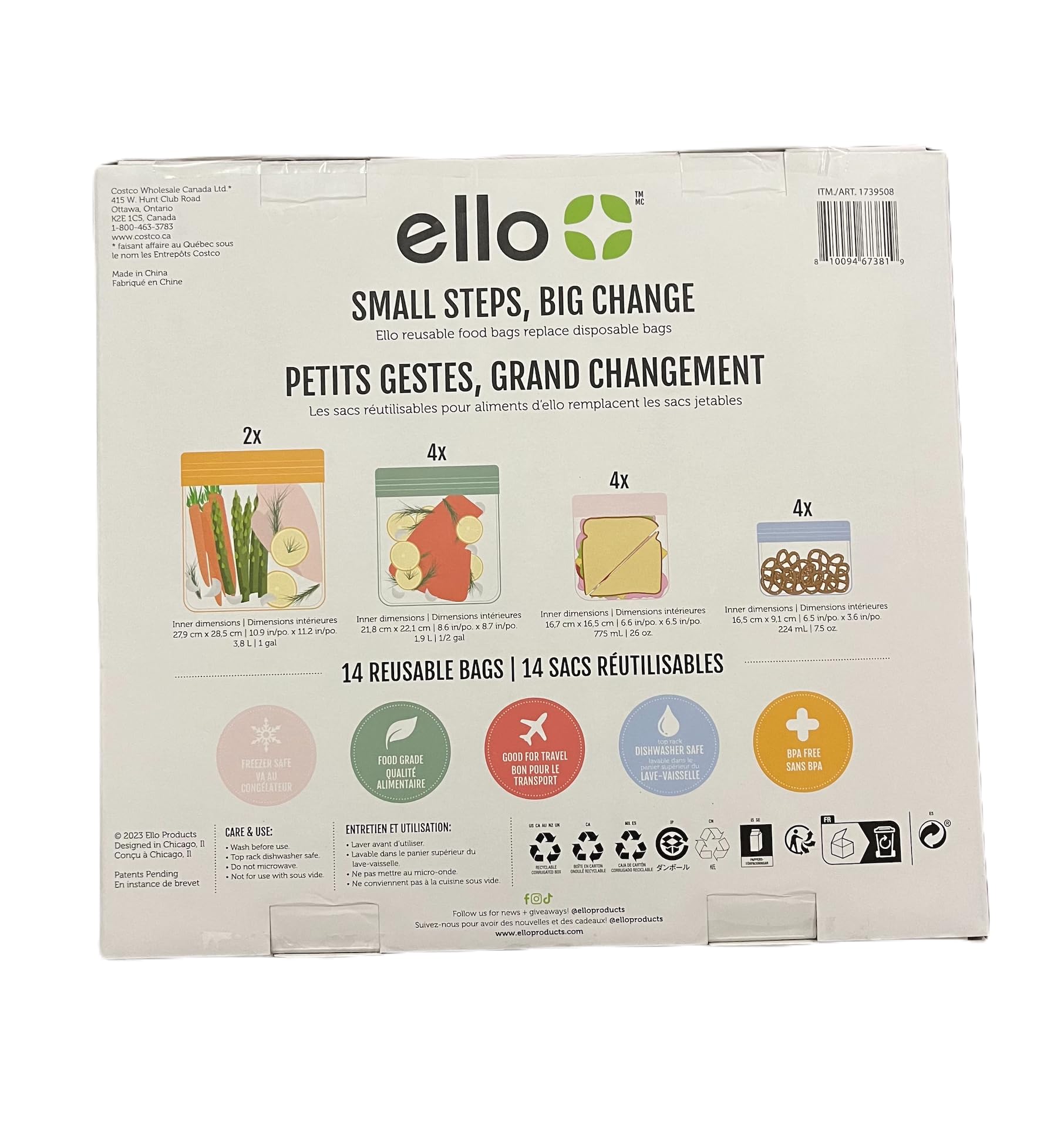 Ello half-gallon produce bag demonstrates durable, easy-to-clean design for daily use.