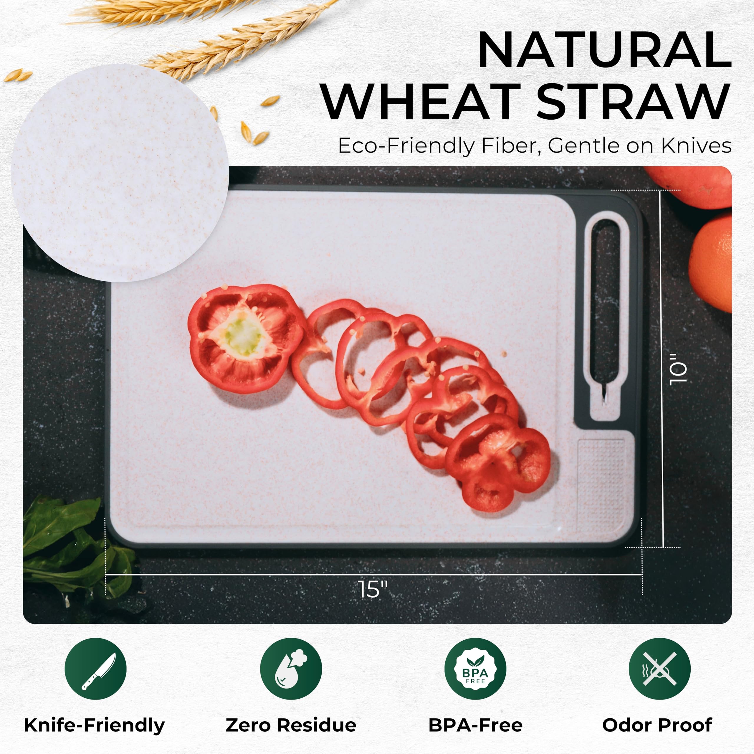 Elovain cutting board scraper in action gathers chopped ingredients easily.