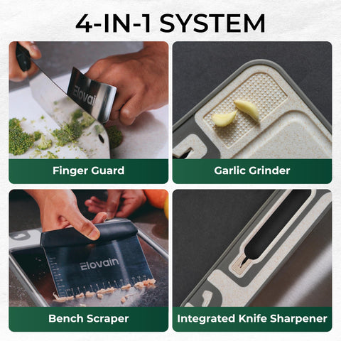 Elovain non-slip edges keep board stable during meal prep.