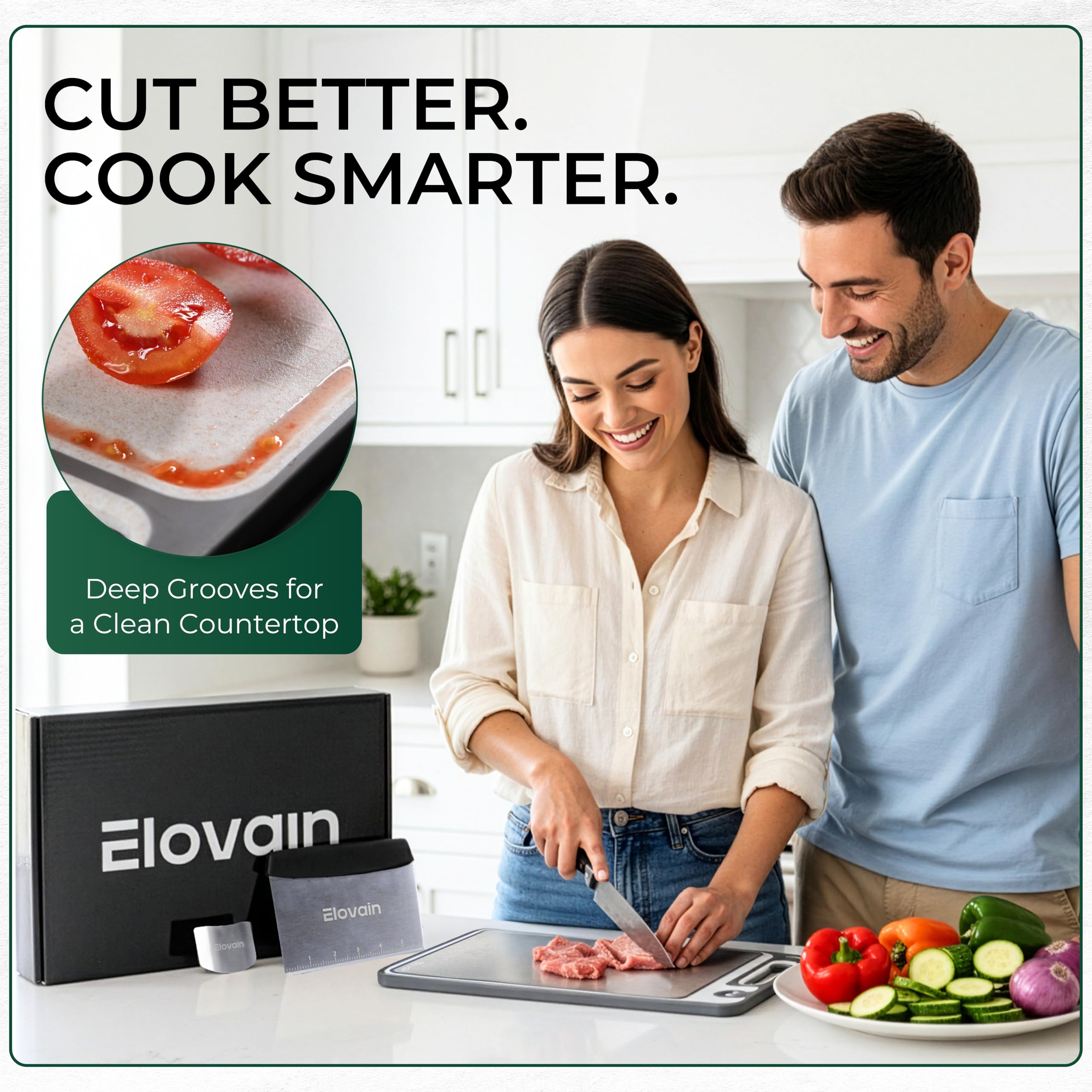 Elovain over-sink lip design frees counter space for rinsing.