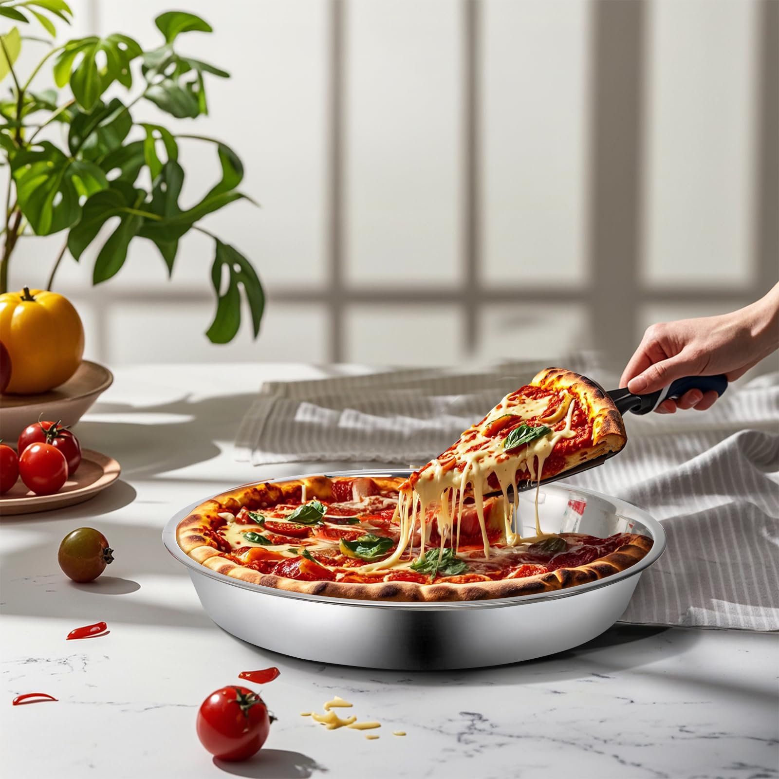 Elsjoy dishwasher-safe-pizza-pan-easy-care: convenient cleanup after baking.