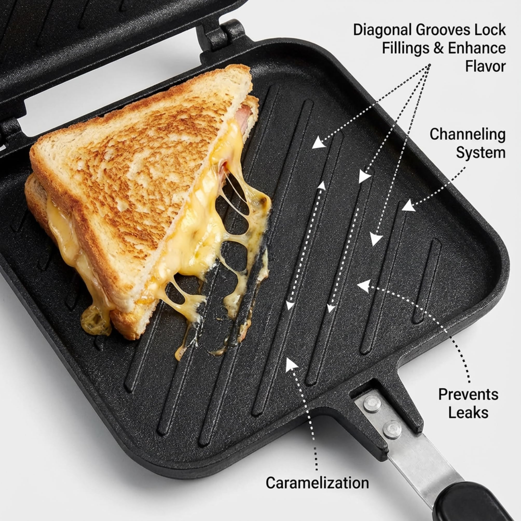 Elsjoy double-sided baking design seals heat for faster toasting and even browning.