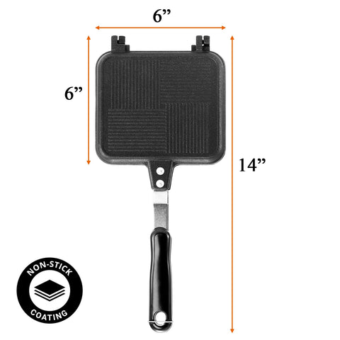 Elsjoy hot sandwich maker handle close-up highlighting a secure latch for safe flipping.