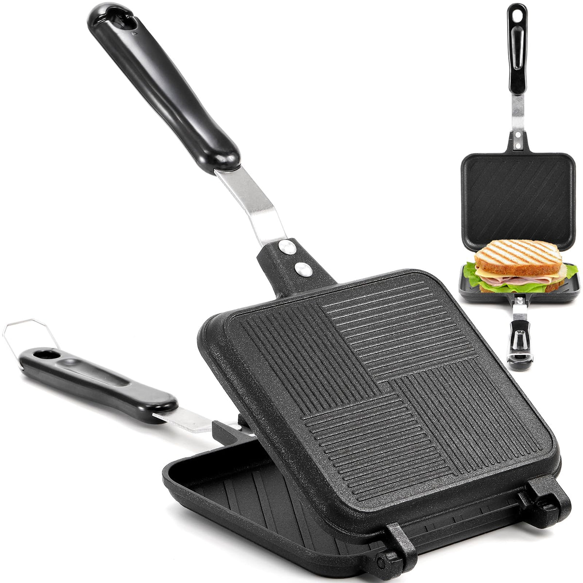 Elsjoy hot sandwich maker overview showing compact stovetop-friendly design for quick meals.