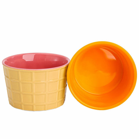 Elsjoy red ceramic ice cream cup adds pop to treats and toppings