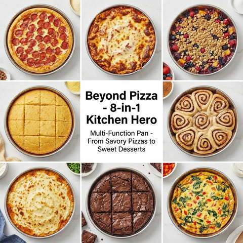 Elsjoy rounded corners pizza-pan-cleaning: seamless edges for quick cleanup.