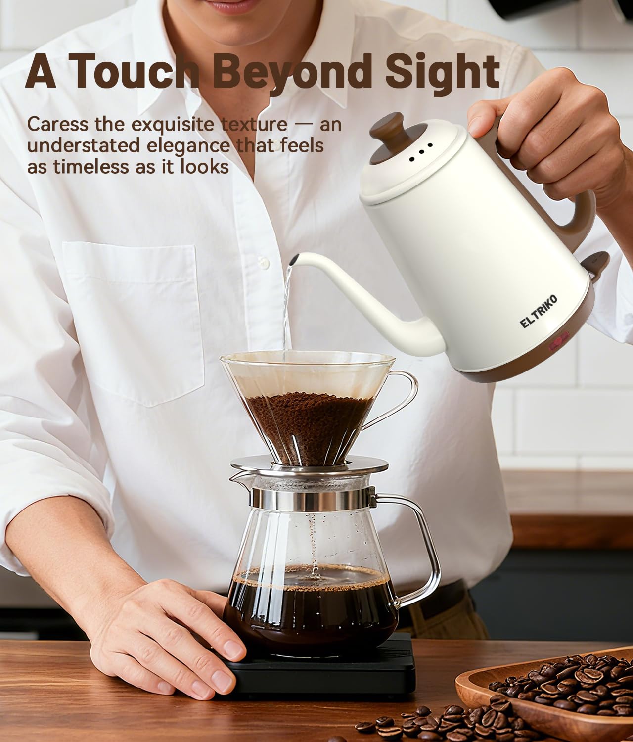 ELTRIKO gooseneck kettle auto shut-off prevents overheating