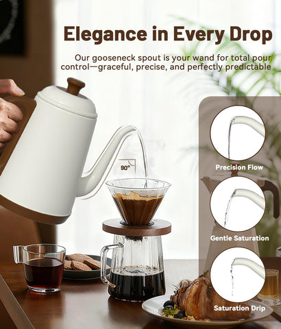 ELTRIKO gooseneck kettle stainless steel body for lasting use and clean flavor