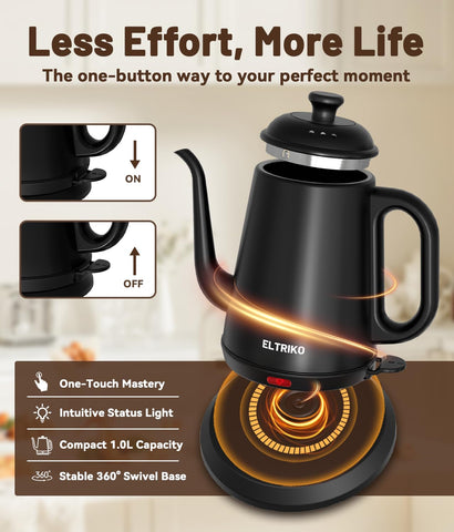 One-touch operation makes daily brewing quick and simple with ELTRIKO.