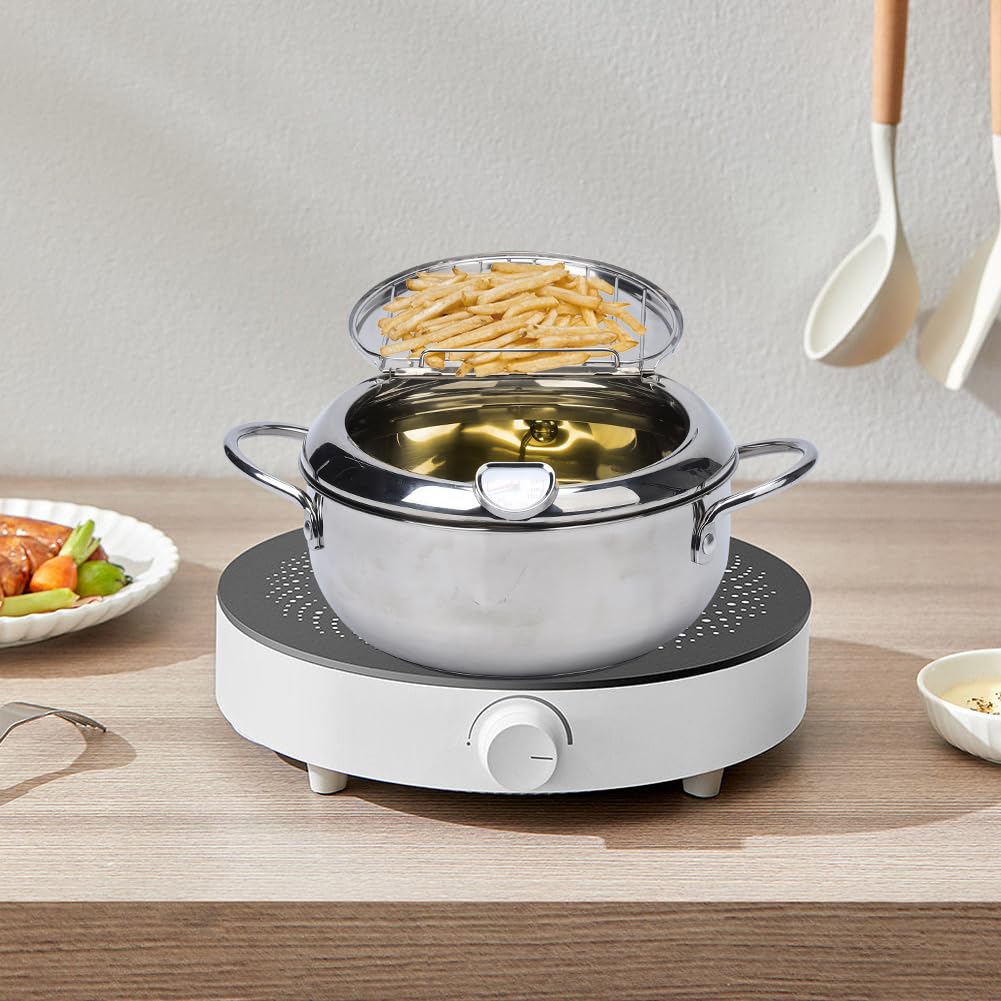 Elvaesther Deep Fryer Pot in 304 stainless steel for durable heating.