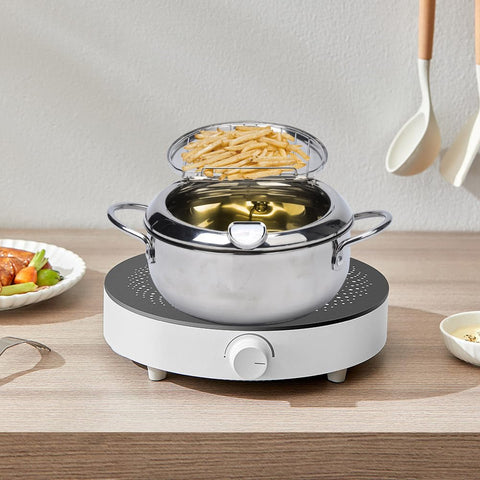 Elvaesther Deep Fryer Pot in 304 stainless steel for durable heating.