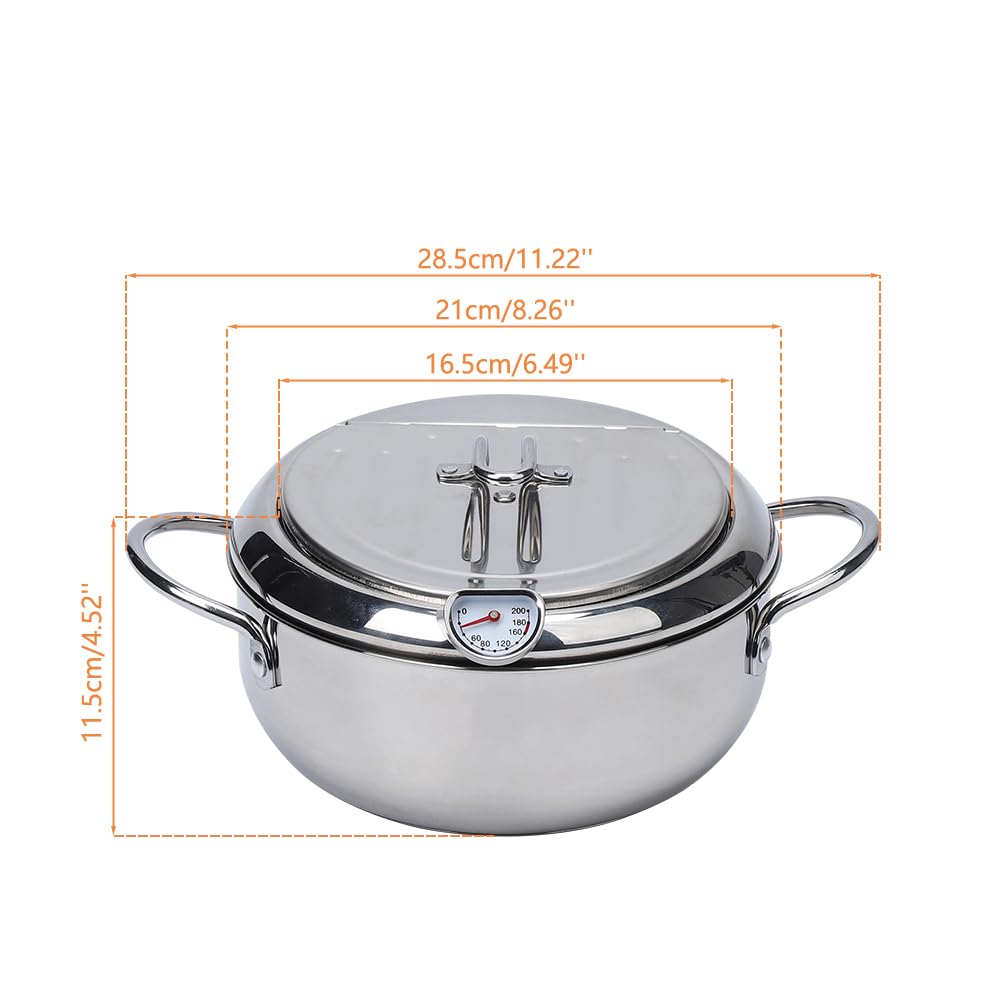 Elvaesther Deep Fryer Pot side view shows compact kitchen footprint.