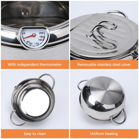 Elvaesther Deep Fryer Pot universal stove compatibility for home use.