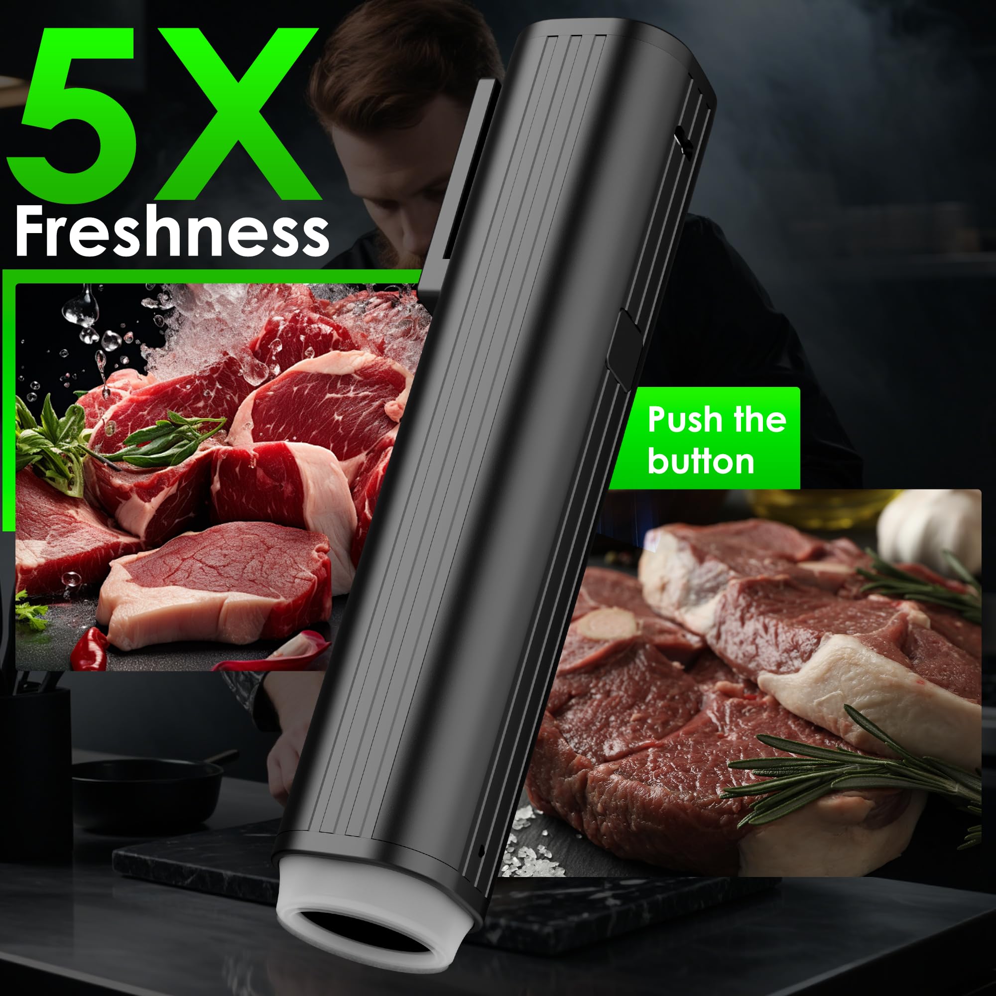 Elxis seals airtight in 10 seconds with a single press.