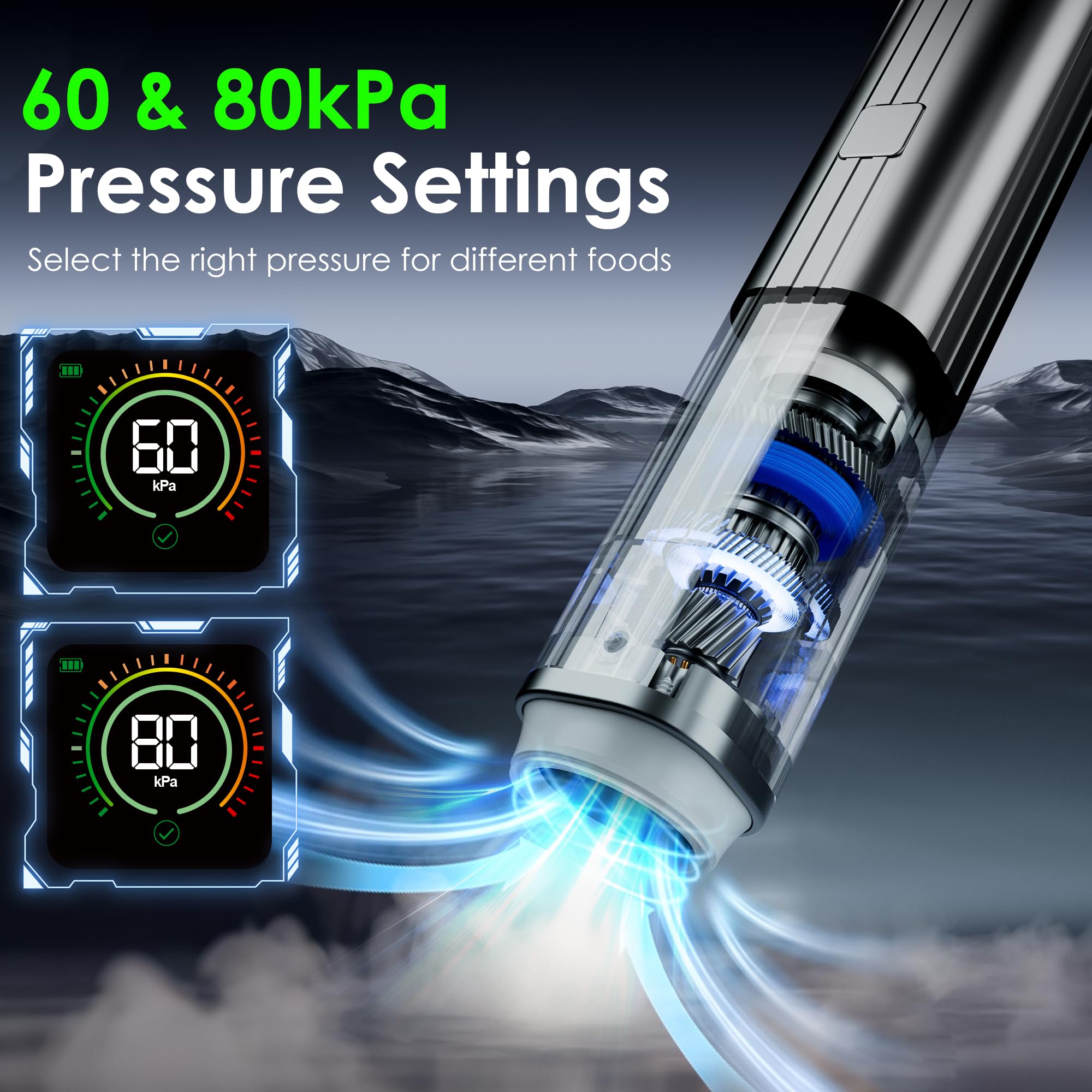 Elxis vacuum sealer at two-speed control for versatile sealing.