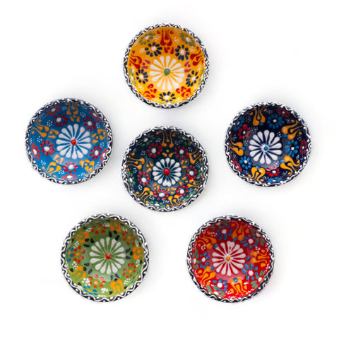 Elyese ceramic small dipping bowls in a six-pack with vibrant glaze for dips.