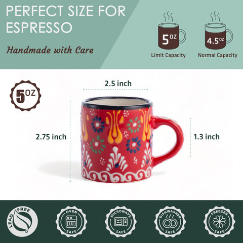 Handmade Elyese demitasse cups with unique color variations.