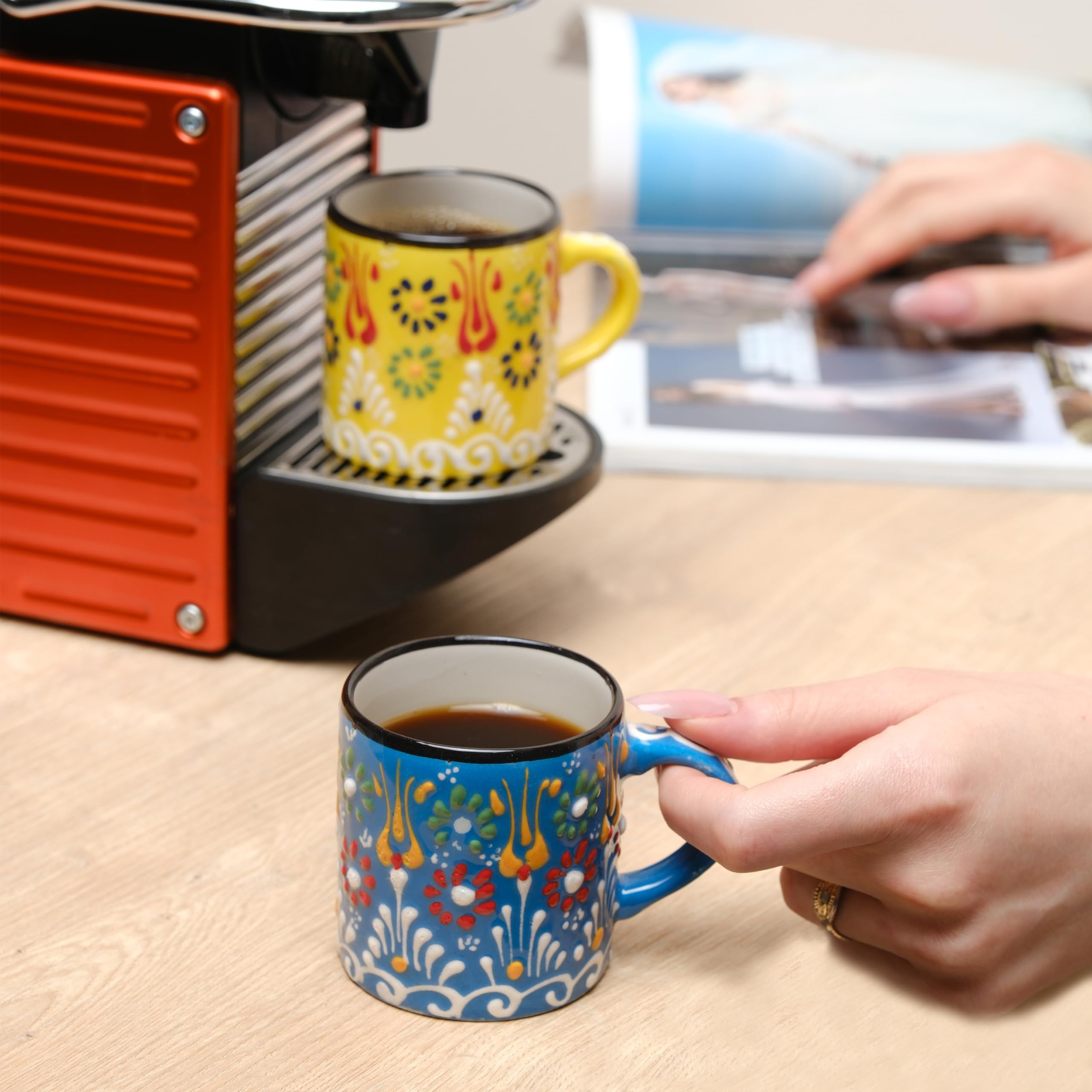 Unique handcrafted Elyese coffee cups add character to your ritual.