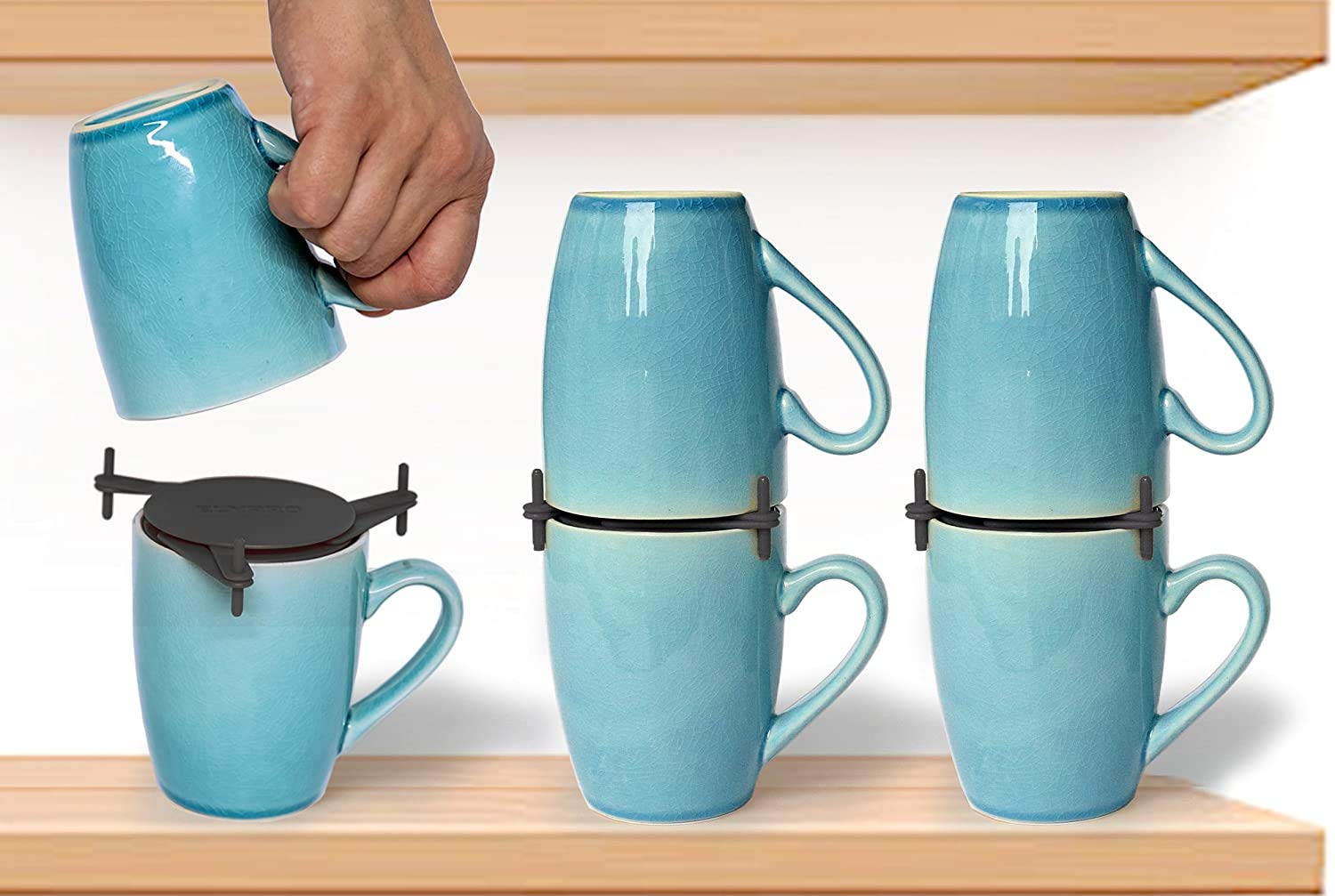 ELYPRO coffee mug organizer stack to save cabinet space