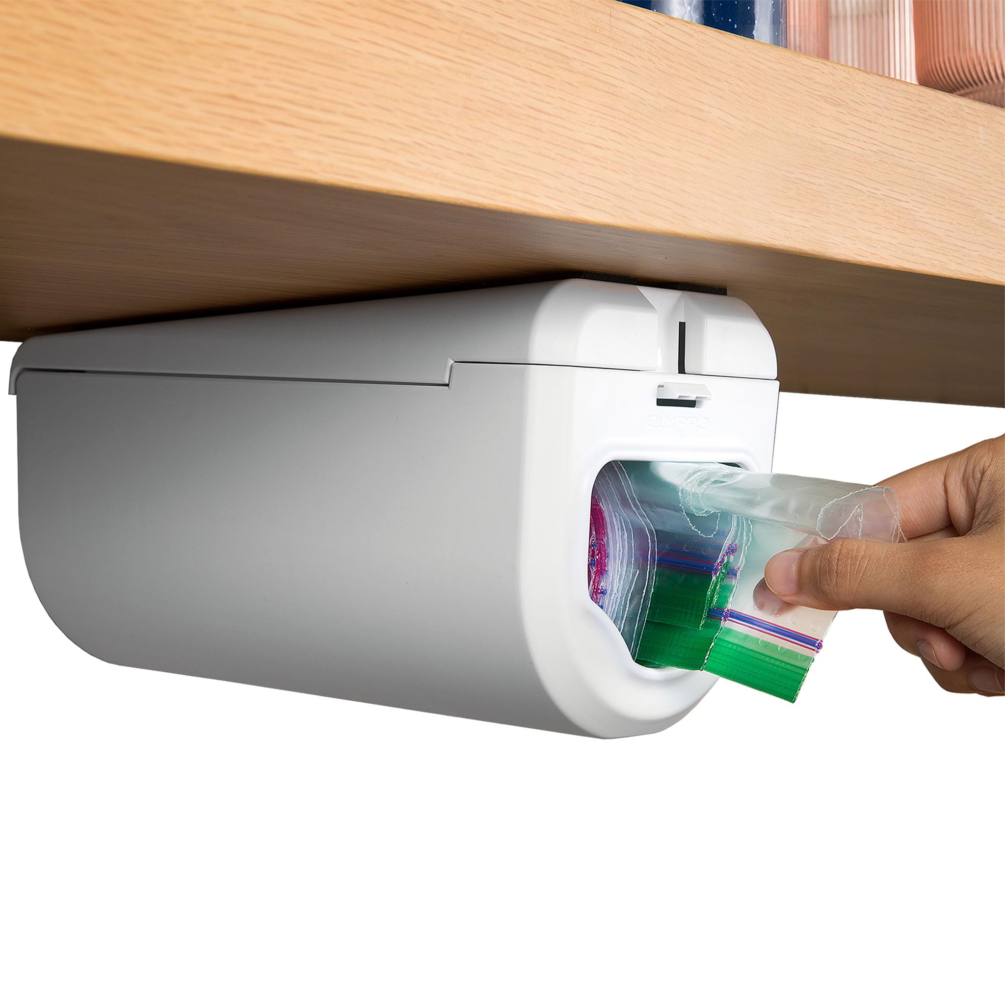 ELYPRO under-shelf mount close-up shows sturdy construction for daily organization