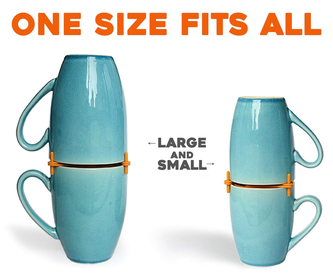 ELYPRO Mug Stacker with adjustable legs fitting diverse mug shapes