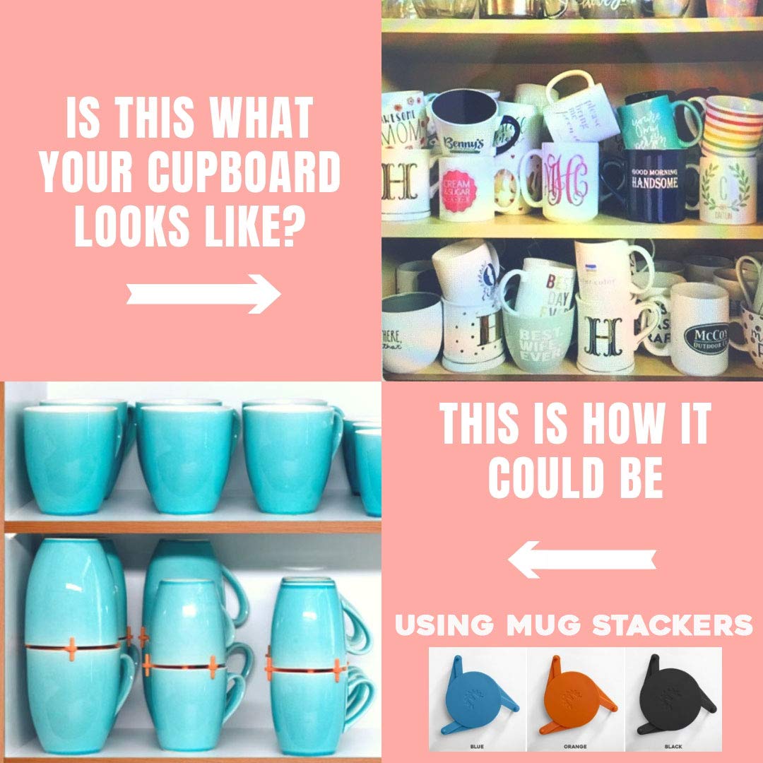 ELYPRO Mug Stacker in a space-saving kitchen configuration