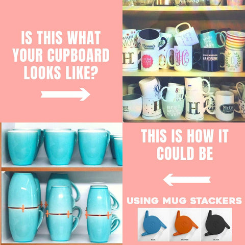 ELYPRO Mug Stacker in a space-saving kitchen configuration