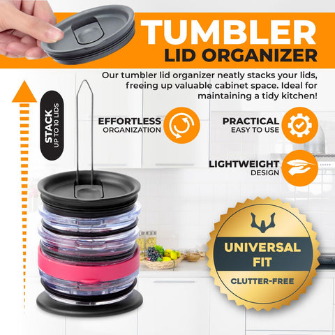 ELYPRO space-saving lid rack fits inside cabinets to reduce clutter