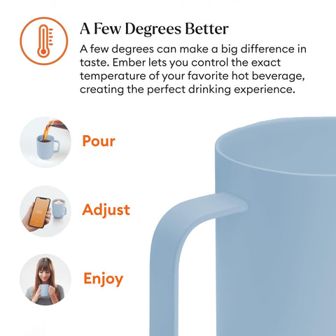Smart LED indicator on Ember mug signals when the perfect temperature is reached.