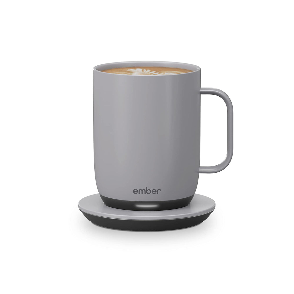 Ember Mug 2 gray sleek design keeps beverages warm on your desk.