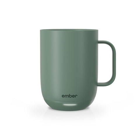 Ember Mug 2 sage green LED indicator shows perfect temperature readiness