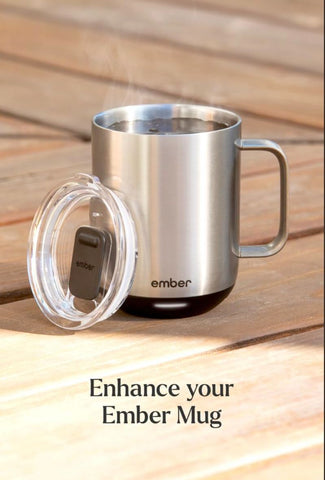 Ember Sliding Lid on a 14 oz mug for splash-free sipping on second-gen.