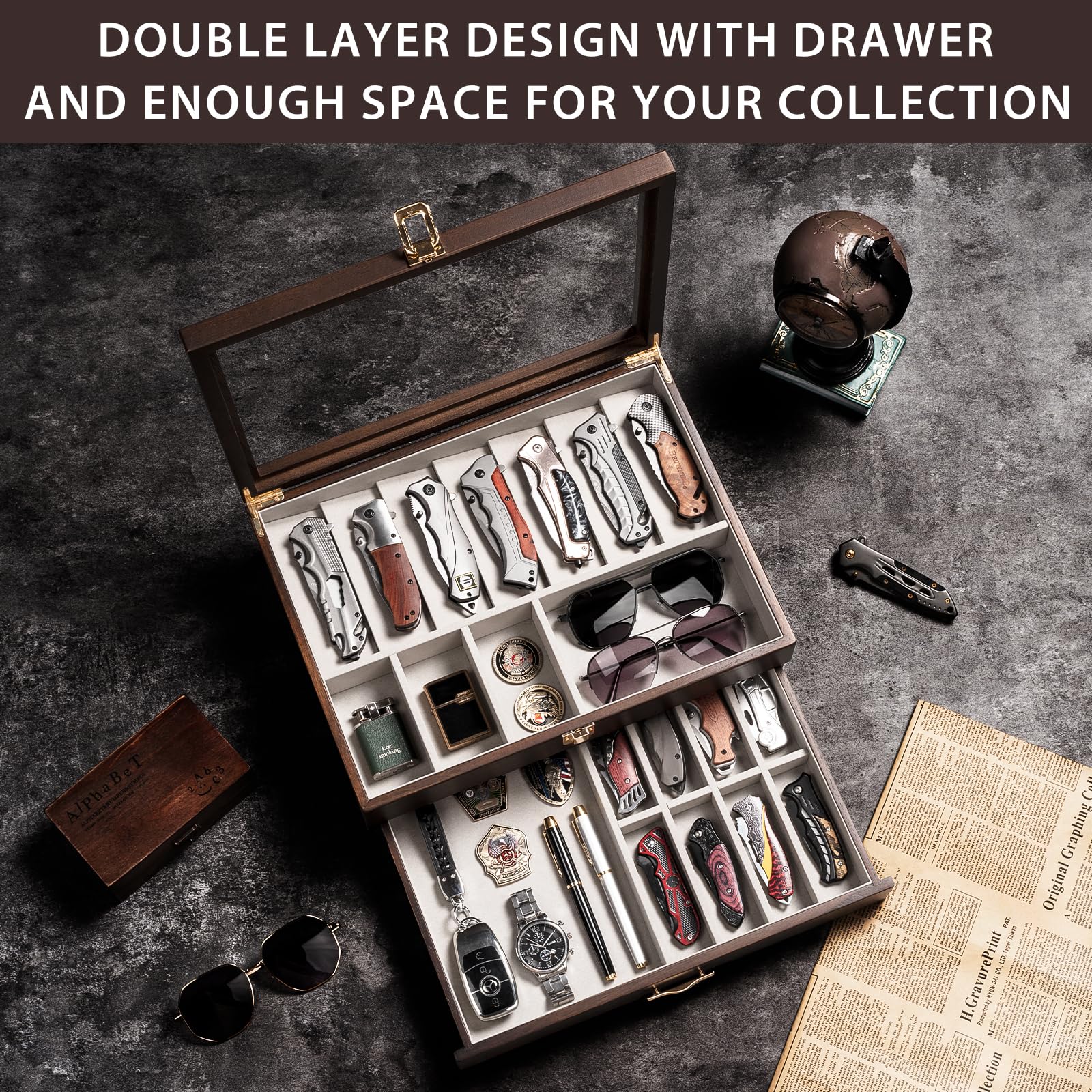 Emfogo compact lower-compartment storage area ideal for small items.