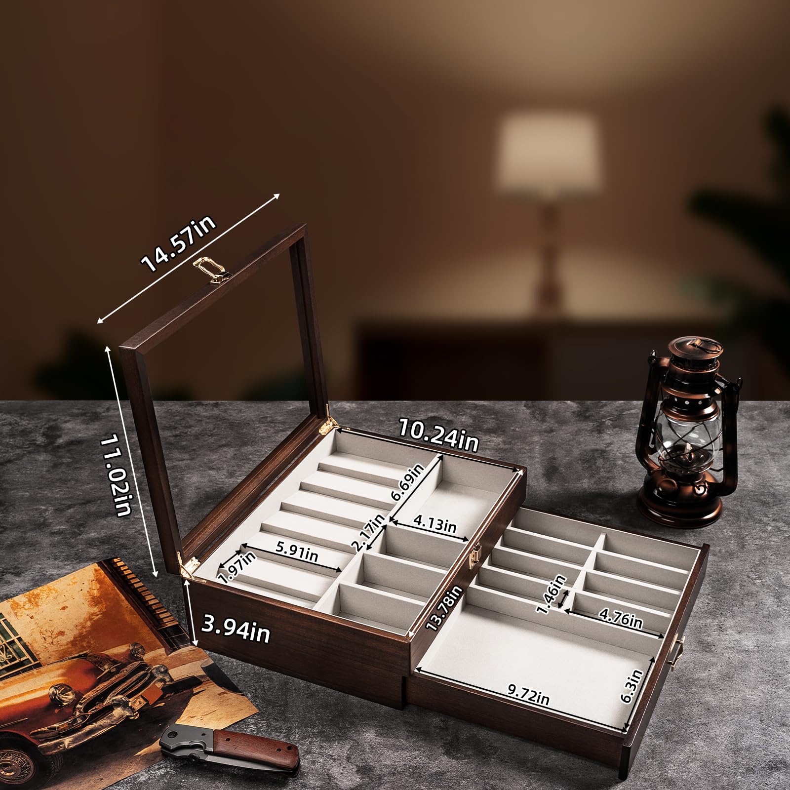Emfogo gift-ready case presented in walnut finish for a thoughtful present.