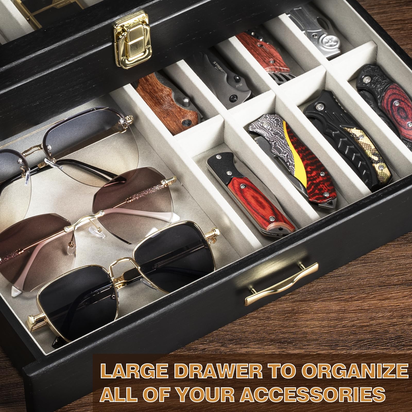 Emfogo natural wood finish adds warmth and elegance to your display.