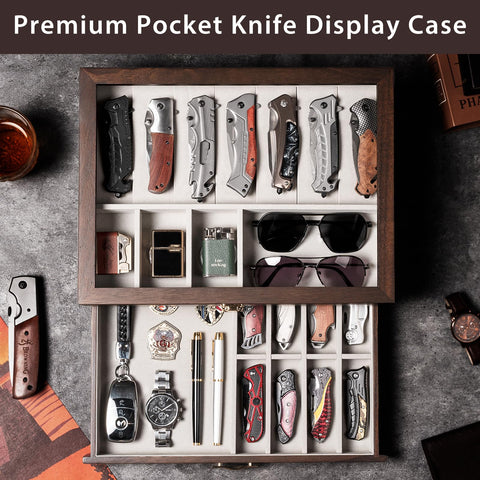 Emfogo two-tier case showing upper drawer for small items and lower drawer for knives.