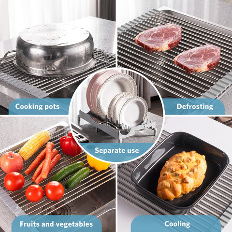 Emierai over-sink rack doubles as cutting-board support.