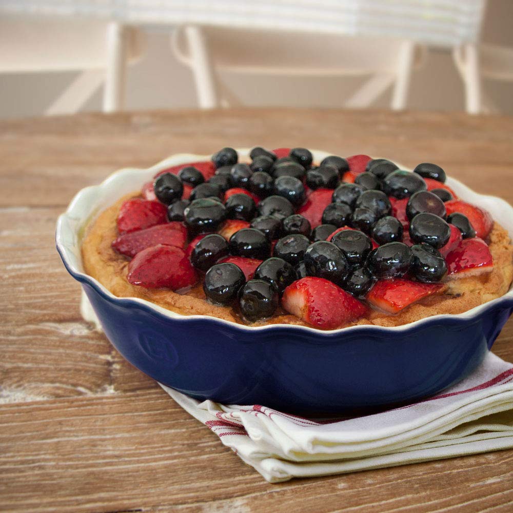 Emile Henry Twilight pie dish ready for oven with even heating