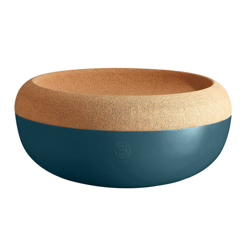 Emile Henry blue flame fruit-vegetable storage bowl top view keeps produce organized
