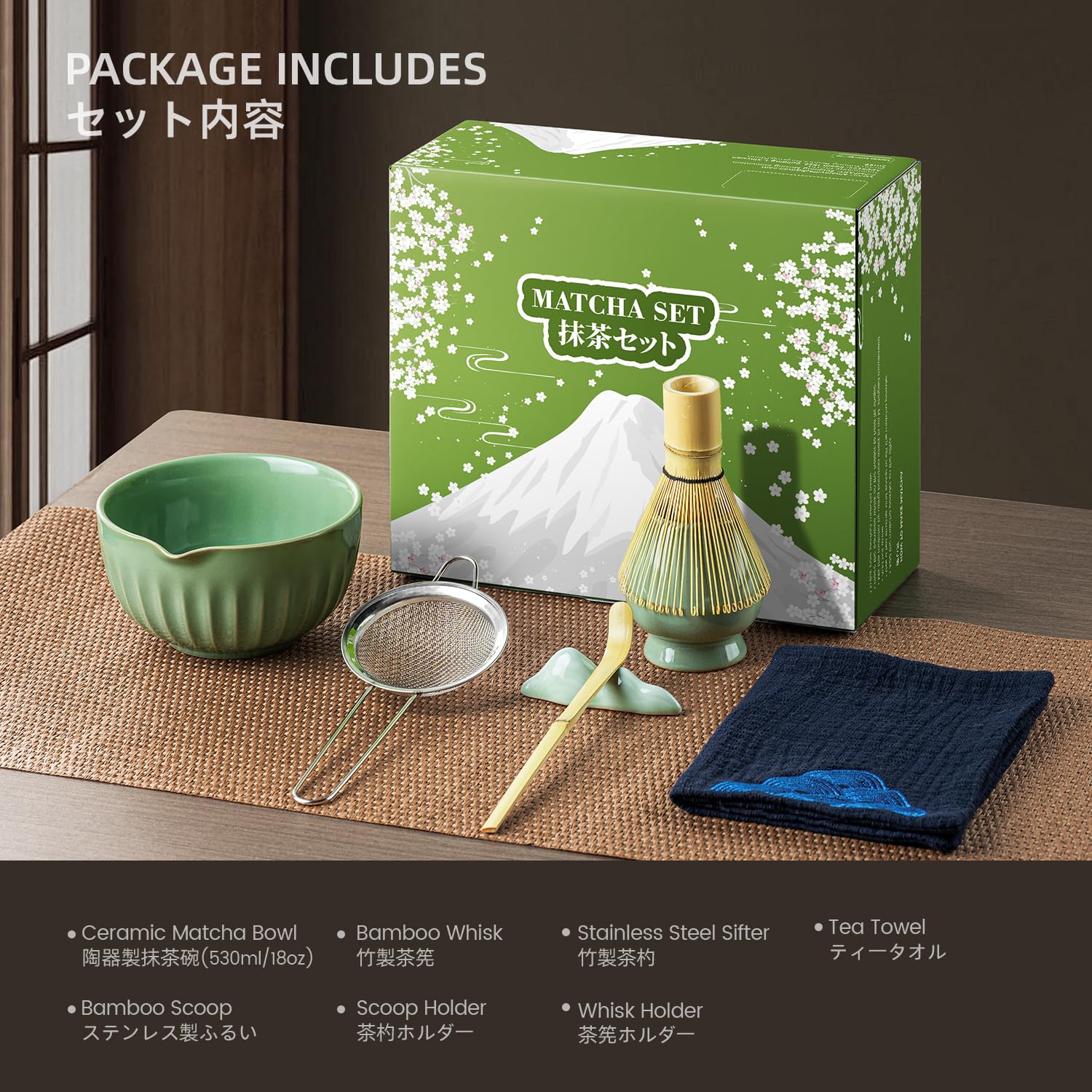Emojoy bamboo whisk with 76 bristles for thorough blending