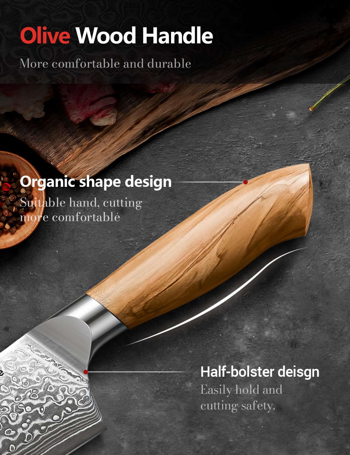 Emojoy Damascus steel pattern highlights durability and style