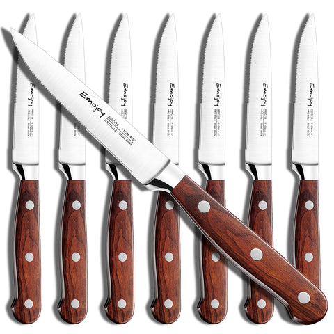 Emojoy 8-piece steak knife set in gift box for elegant dining