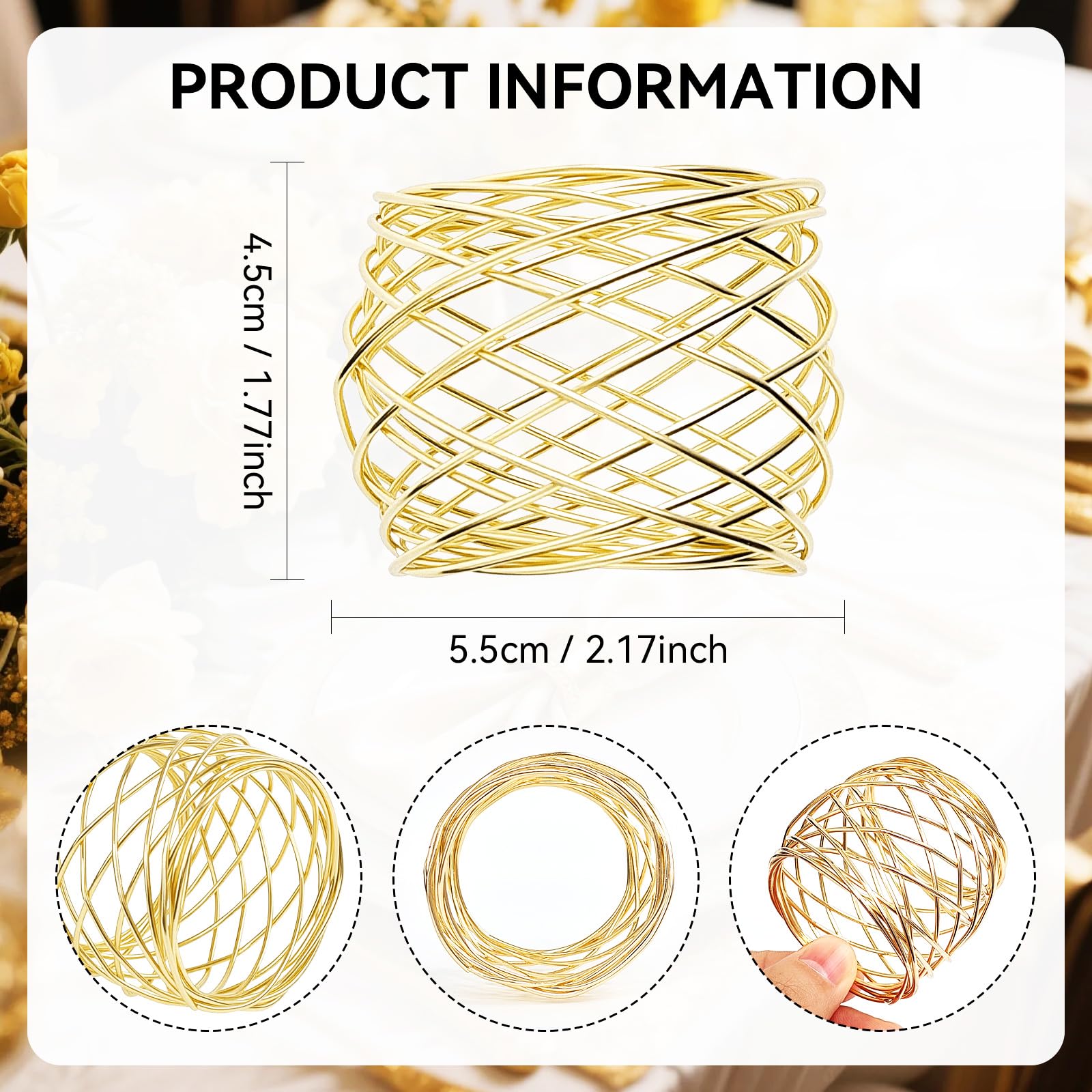 EMORBALS gold napkin rings set of twelve on a dining table