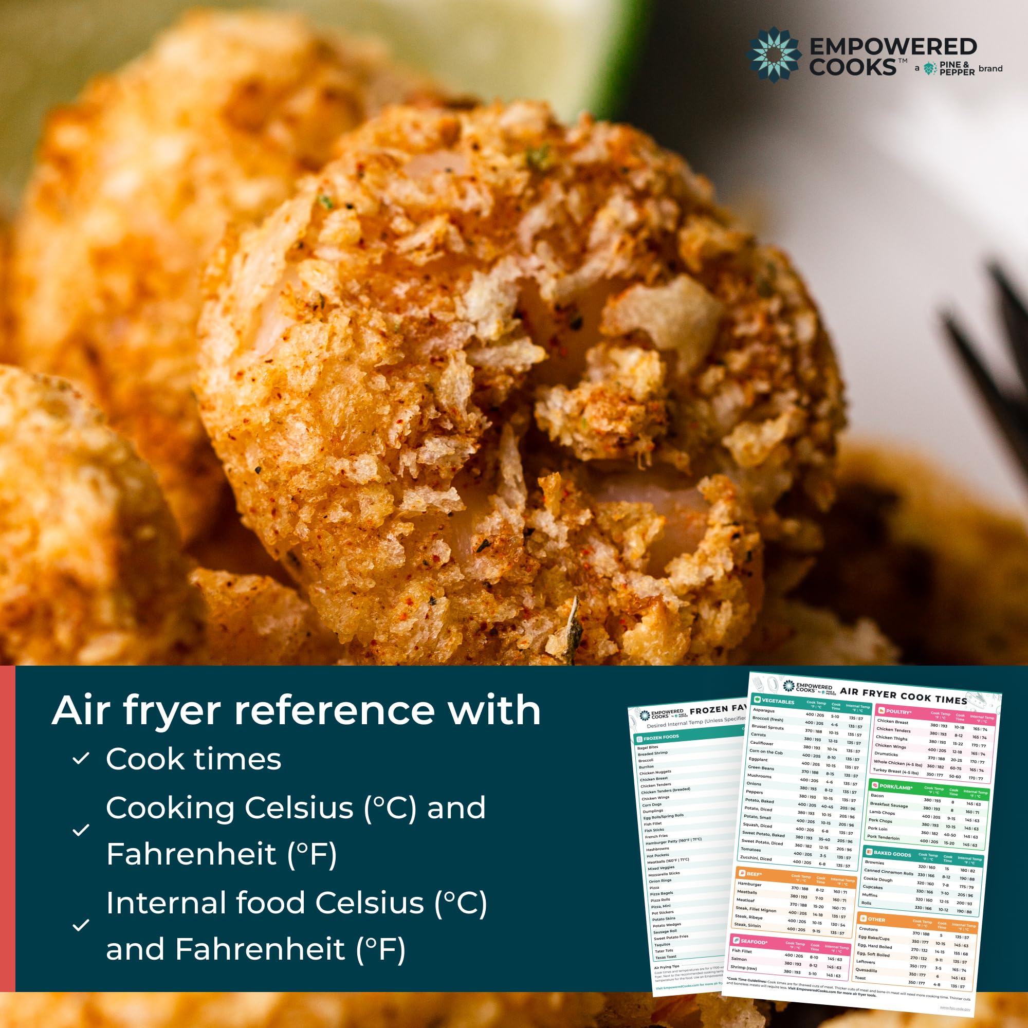 Empowered Cooks magnetic reference for over 80 foods supports confident cooking.