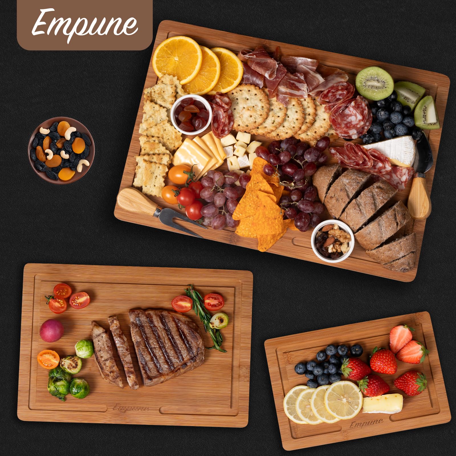 Empune bamboo board set is easy to clean and maintain over time.