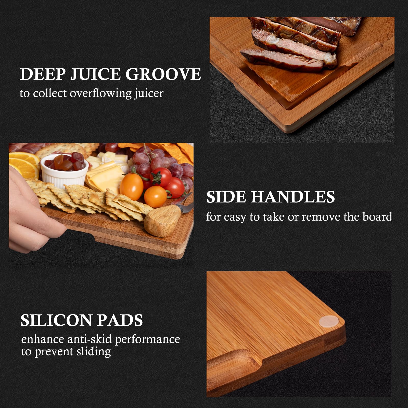 Empune extra large 17-inch cutting board serving space for big prep tasks.