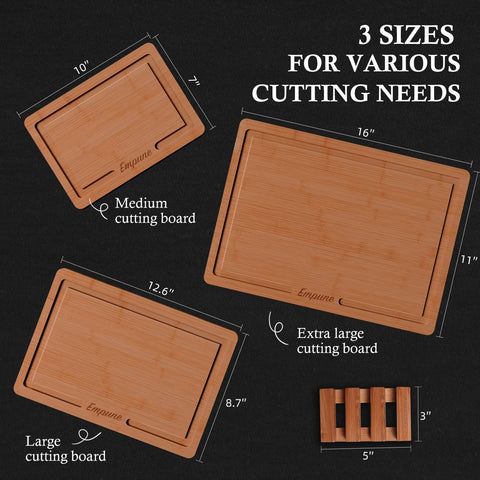 Empune juice groove helps keep counters clean during chopping tasks.