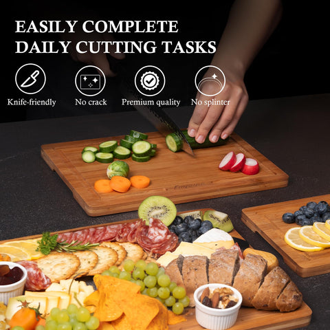 Empune large 14-inch cutting board balances size and maneuverability for daily cooking.