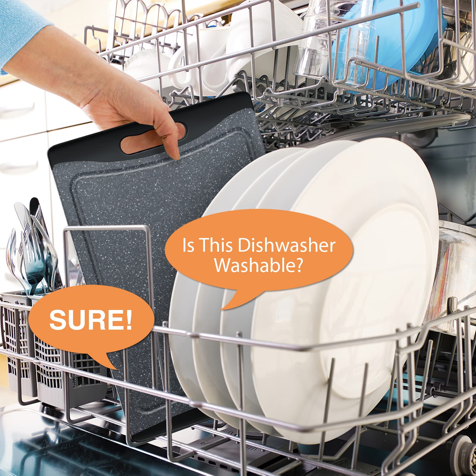 Empune dishwasher-safe cutting boards for quick, hassle-free cleaning.