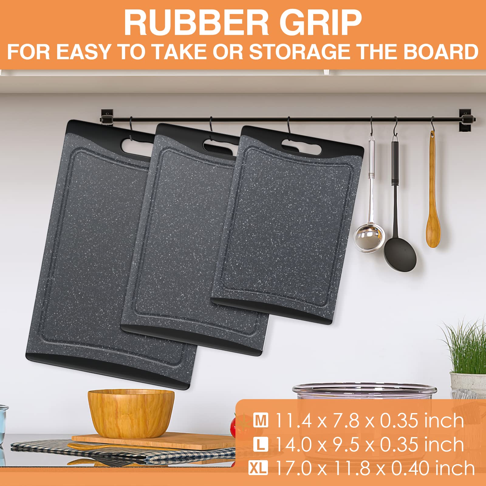 Empune juice groove cutting board keeps counters clean while cutting.